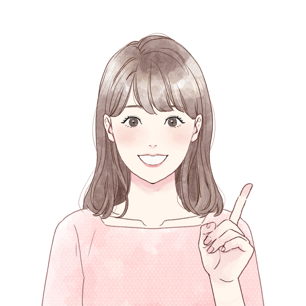 Illustration of a woman pointing with a smile.