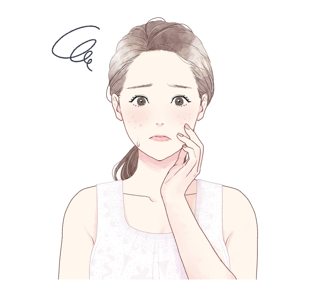 Illustration of a woman who suffers from rough skin.